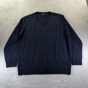 Club Room Sweater Mens Extra Large Blue 100% Cashmere Luxury V Neck Pullover
